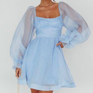 Selfie Leslie I've Got Sunshine Puff Sleeve Mini Dress Sky Blue Girlhoodcore